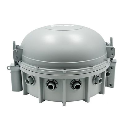 Fechamento de emenda de fibra óptica tipo domo com máximo de 9 bandejas, grau de proteção IP68 e capacidade para 12 a 288 fibras